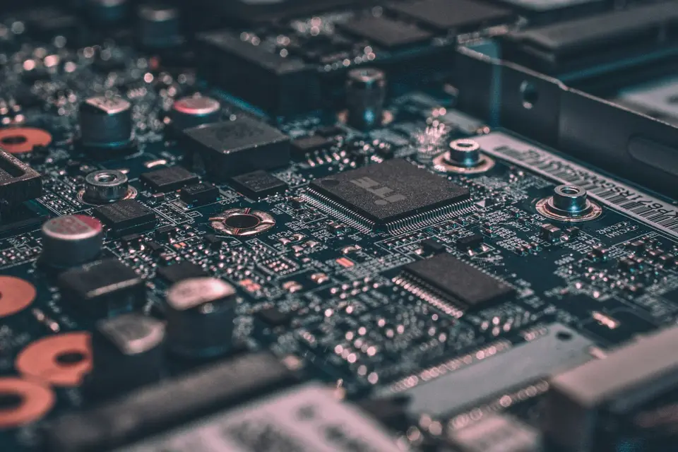 A close view of a computer circuit board.